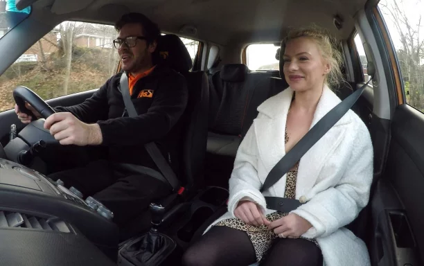 Polish blonde driving lesson