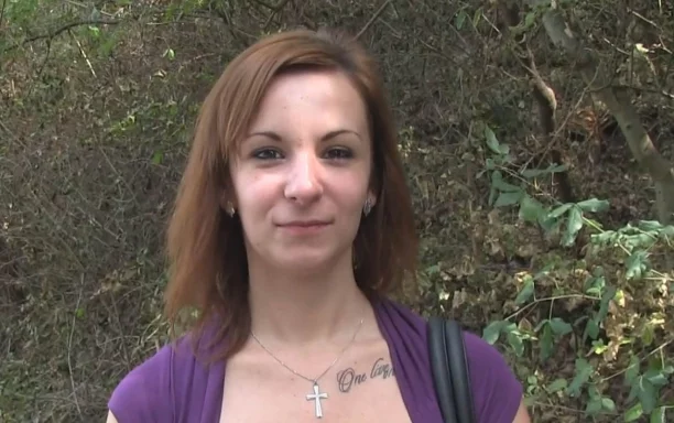 Brunette having outdoors sex in the bushes