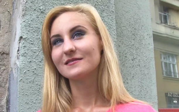 Hot blonde babe fucks a stranger in public place