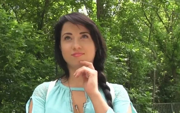 Sexy black haired russian fucked in the woods