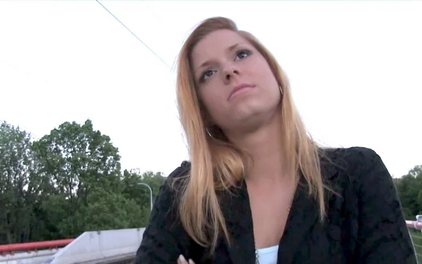 Hot blonde wants stranger to fuck her outside