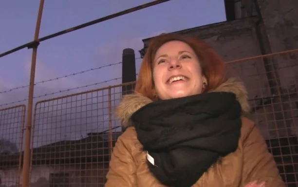 Eager redhead flashes tits for cash