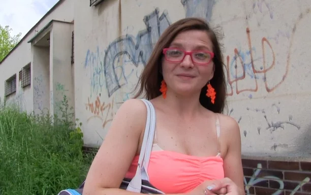 Complete Stranger Gives Nerdy Brunette A Public Creampie