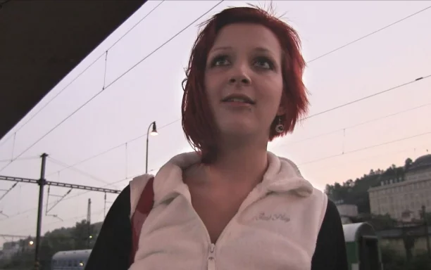 Redhead Gives Sloppy Blowjob And Fucks Stranger