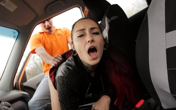 Tattoo Babe Smokes Instructors Cock